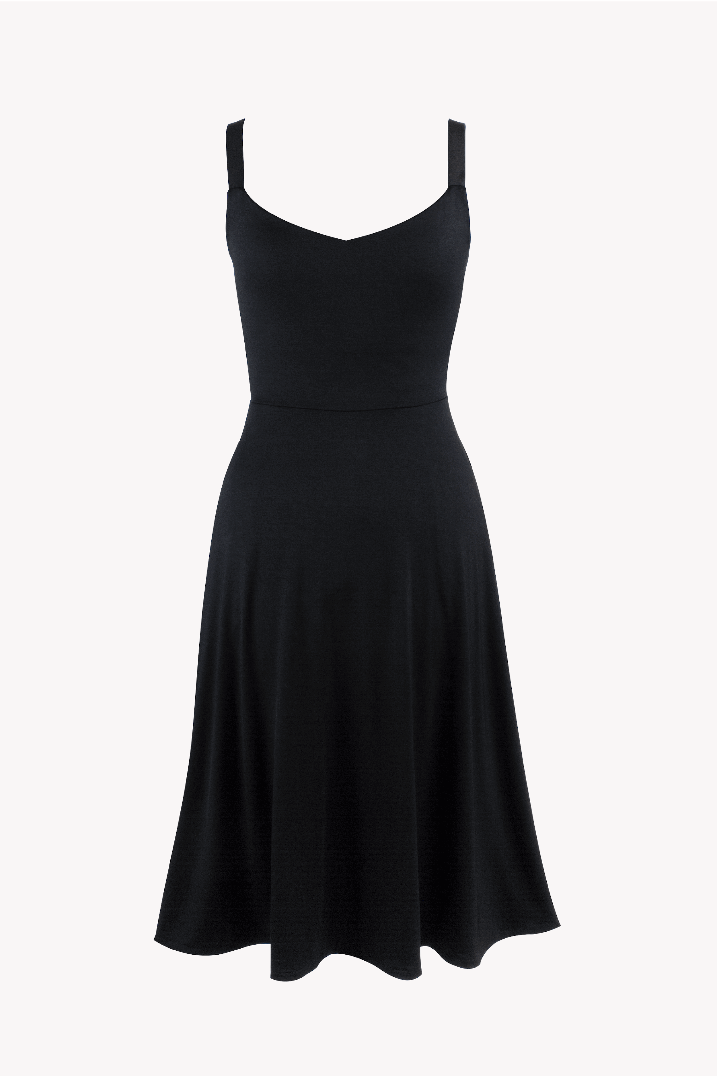 Black Midi A-Line Dress With Pockets ...